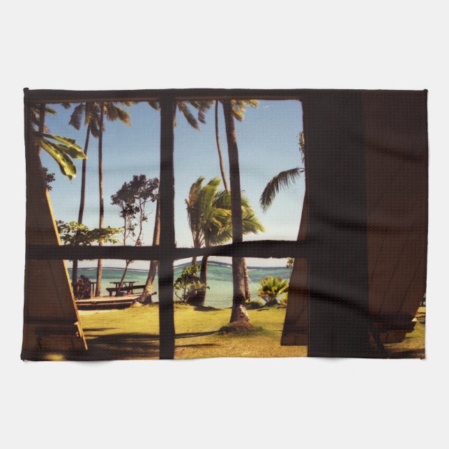 Tropical Fiji Beach Scene ktcna Kitchen Towel (Horizontal)