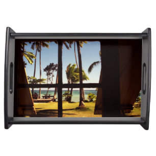 Tropical Fiji Beach Scene stwcna Serving Tray