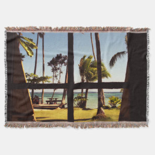 Tropical Fiji Beach Scene tba Throw Blanket