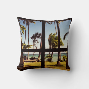 Tropical Fiji Beach Scene tpcna Throw Pillow