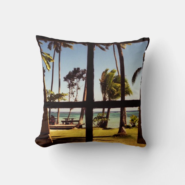 Tropical Fiji Beach Scene tpcna Throw Pillow (Front)