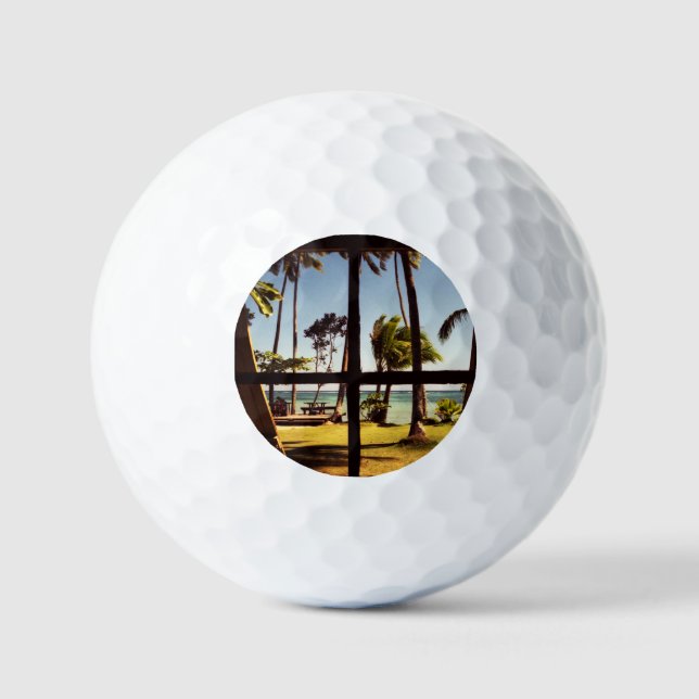 Tropical Fiji Beach Scene va gbcna Golf Balls (Front)