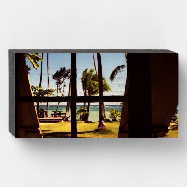Tropical Fiji Beach Scene wbs8x4cna Wooden Box Sign (Front Horizontal)