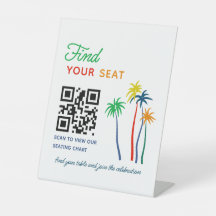 Tropical Find Your Seat QR Code Wedding