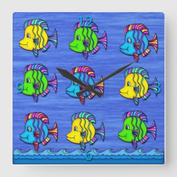 Tropical Fish 1 Square Wall Clock by TheHomeStore at Zazzle