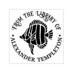 Tropical Fish #3b Library Book Name Self-inking Stamp