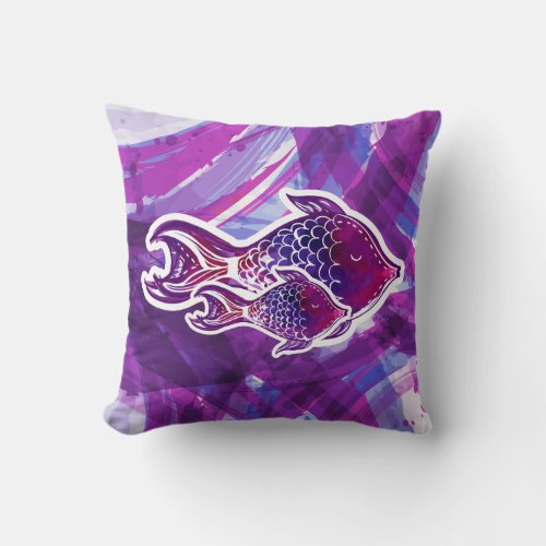 Tropical Fish Abstract Throw Pillow