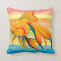 Tropical fish and watercolor stripes throw pillows