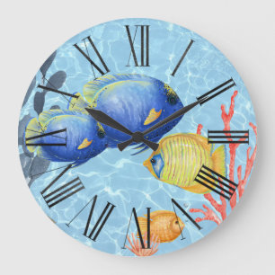 Tropical Fish Aquarium Large Clock