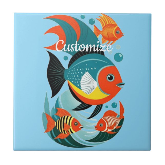 Tropical Fish Assortment Thunder_Cove Ceramic Tile (Front)