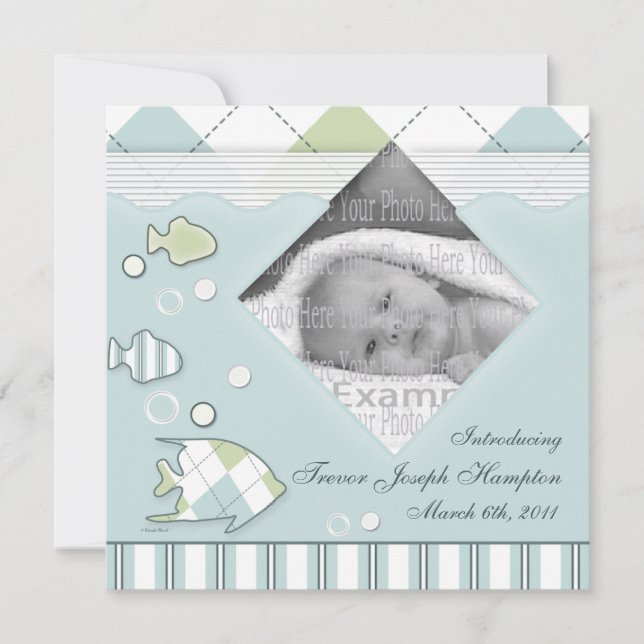 Tropical Fish Baby Annoucement Boy Announcement (Front)