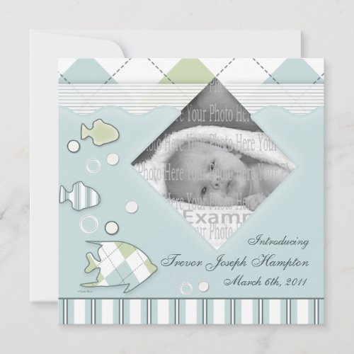 Tropical Fish Baby Annoucement Boy Custom Invitation