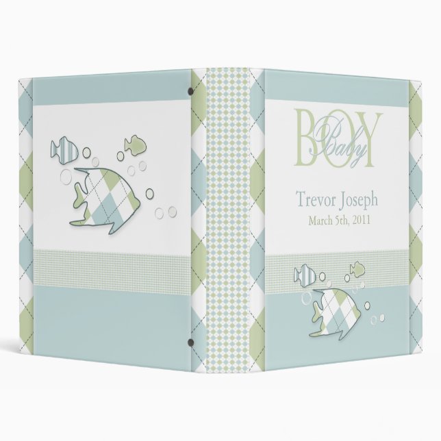 Tropical Fish Baby Boy Photo Album 3 Ring Binder (Background)