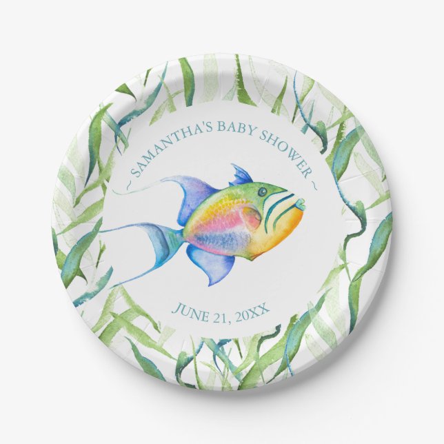 Tropical Fish Baby Shower Paper Plates (Front)