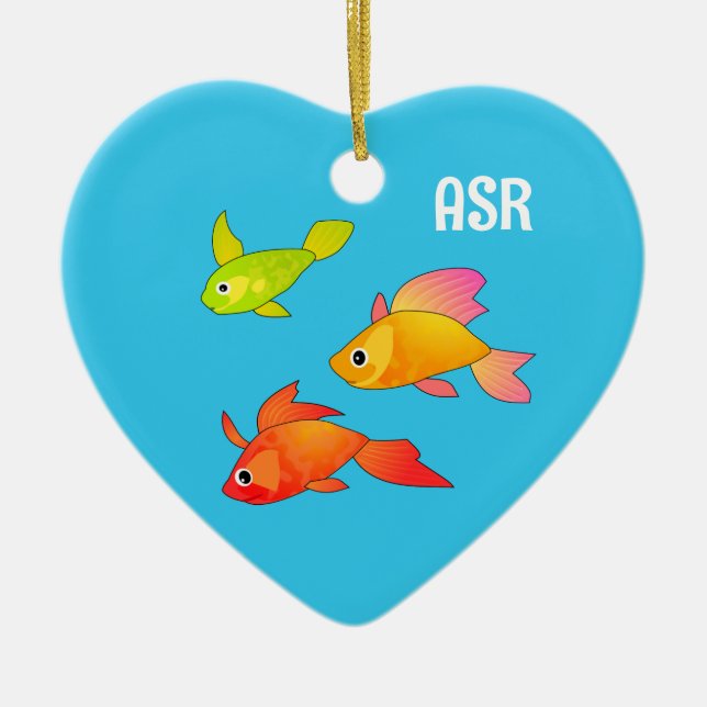 Tropical Fish - Bright Cartoon Style personalized Ceramic Ornament (Front)