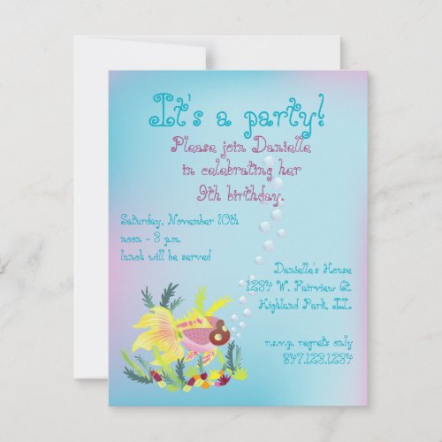 Tropical Fish Child's Birthday Party Invitation