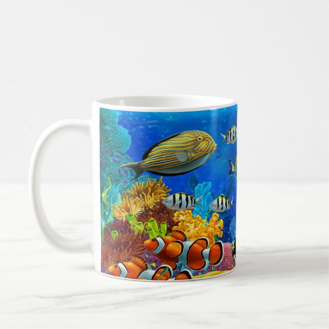 Tropical Fish Clownfish Design Coffee Mug Cup (Left)