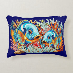 Tropical Fish Colorful Summer Vibes Accent Pillow