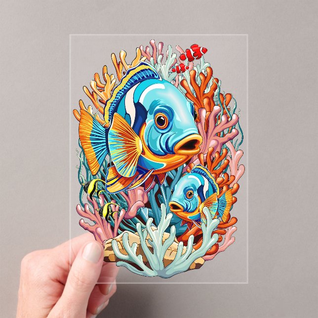 Tropical Fish Colorful Summer Vibes Acrylic Invitations (Insitu (Handheld))