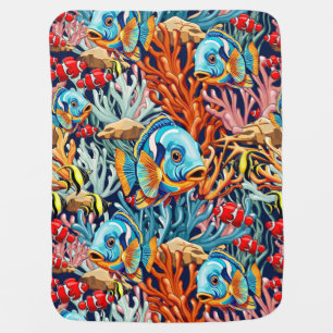 Tropical Fish Colorful Summer Vibes Baby Blanket