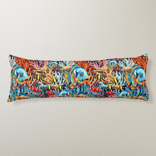Tropical Fish Colorful Summer Vibes Body Pillow (Front)