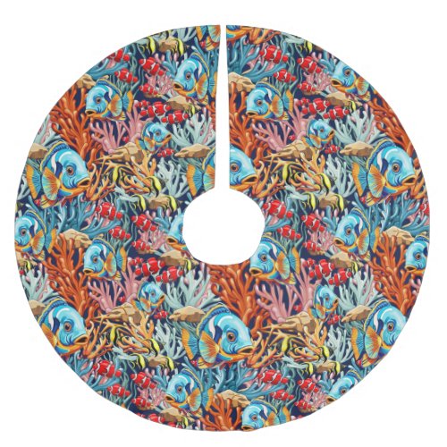 Tropical Fish Colorful Summer Vibes Brushed Polyester Tree Skirt