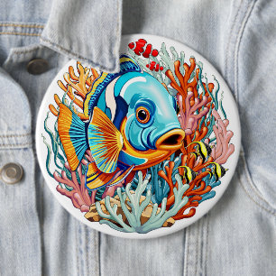 Tropical Fish Colorful Summer Vibes Button