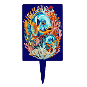 Tropical Fish Colorful Summer Vibes Cake Topper