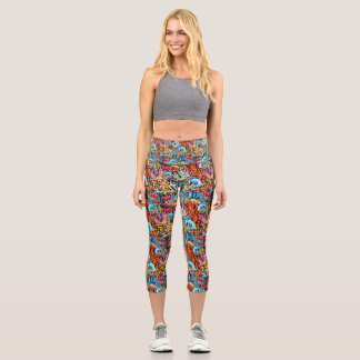 Tropical Fish Colorful Summer Vibes Capri Leggings