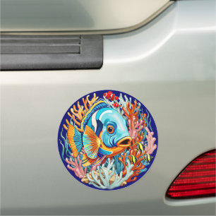 Tropical Fish Colorful Summer Vibes Car Magnet