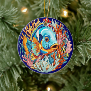 Tropical Fish Colorful Summer Vibes Ceramic Ornament