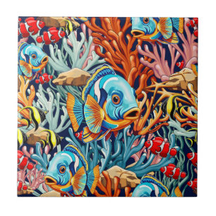 Tropical Fish Colorful Summer Vibes Ceramic Tile