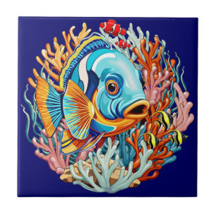 Tropical Fish Colorful Summer Vibes Ceramic Tile