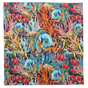 Tropical Fish Colorful Summer Vibes Cloth Napkin