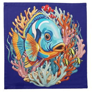 Tropical Fish Colorful Summer Vibes Cloth Napkin