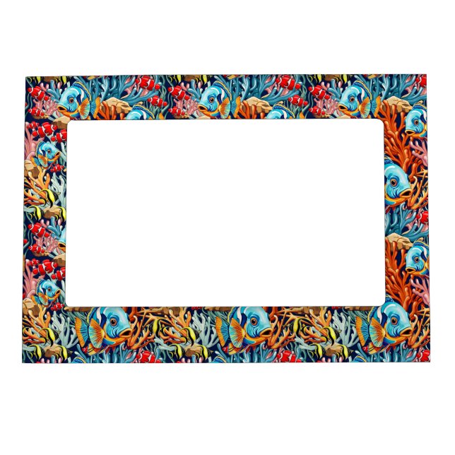 Tropical Fish Colorful Summer Vibes Magnetic Frame (Front)