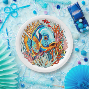 Tropical Fish Colorful Summer Vibes Paper Plates