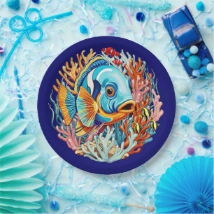 Tropical Fish Colorful Summer Vibes Paper Plates