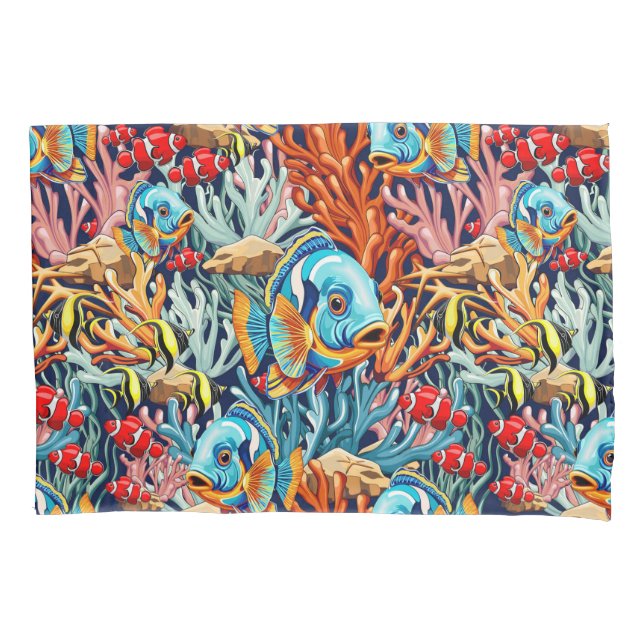 Tropical Fish Colorful Summer Vibes Pillow Case (Front)