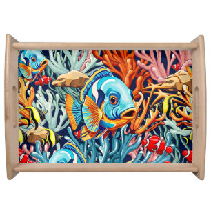 Tropical Fish Colorful Summer Vibes Serving Tray