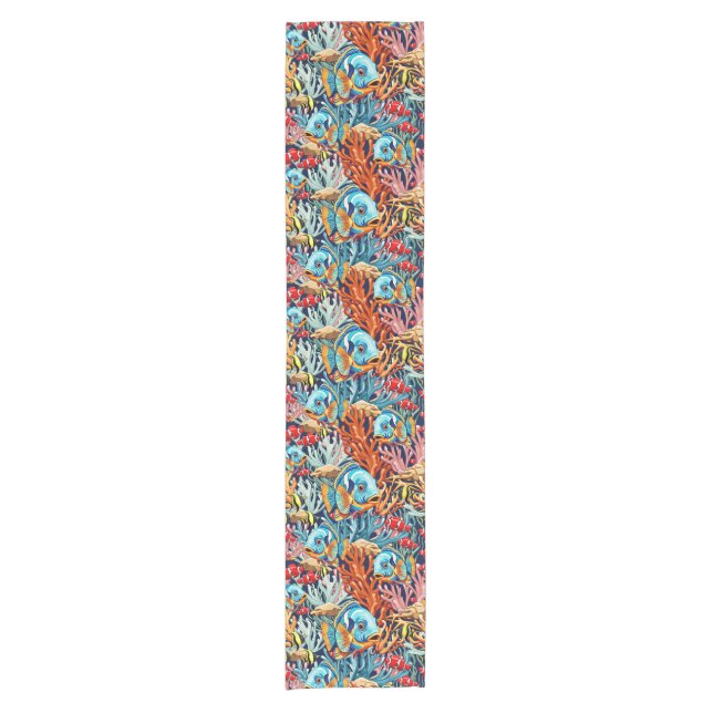 Tropical Fish Colorful Summer Vibes Short Table Runner (Front)