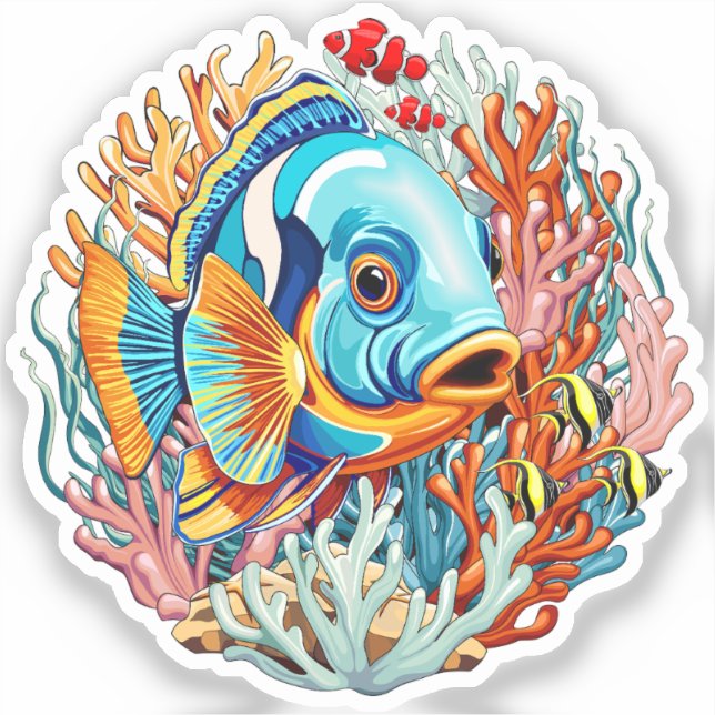 Tropical Fish Colorful Summer Vibes Sticker (Front)