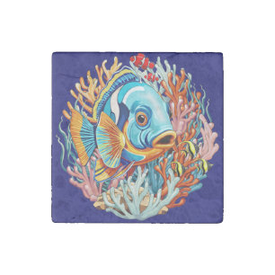 Tropical Fish Colorful Summer Vibes Stone Magnet