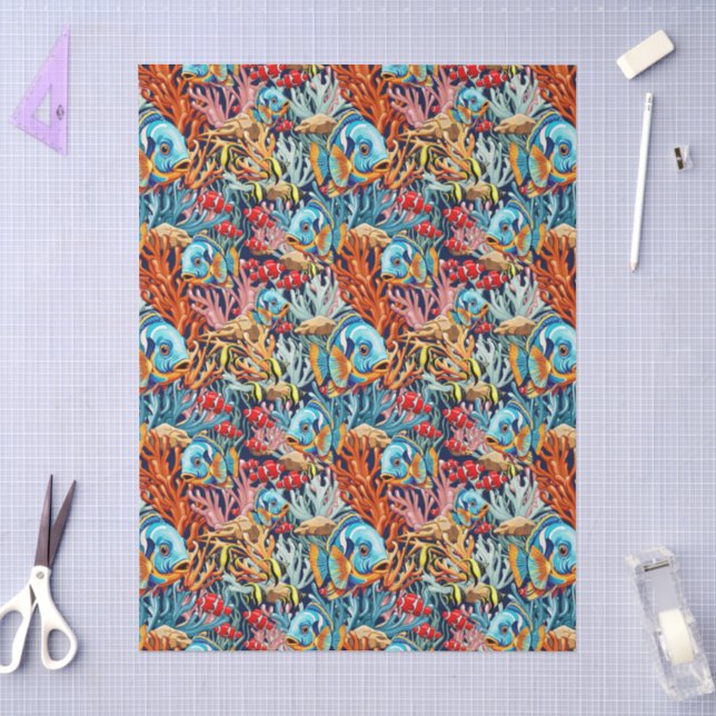 Tropical Fish Colorful Summer Vibes Tissue Paper (Craft)