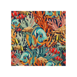 Tropical Fish Colorful Summer Vibes Wood Wall Art