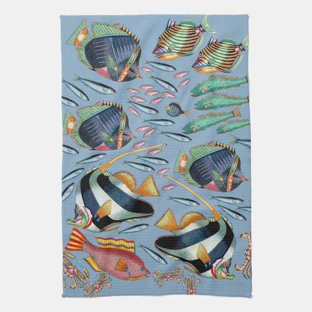 Tropical Fish Coral Reef Kitchen Towel (Vertical)