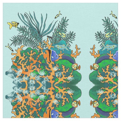 Tropical Fish Coral Reef Salt Water Aquarium Fabric