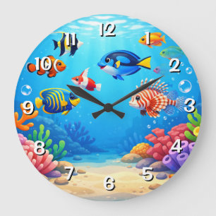 Tropical Fish Fishbowl Large Clock