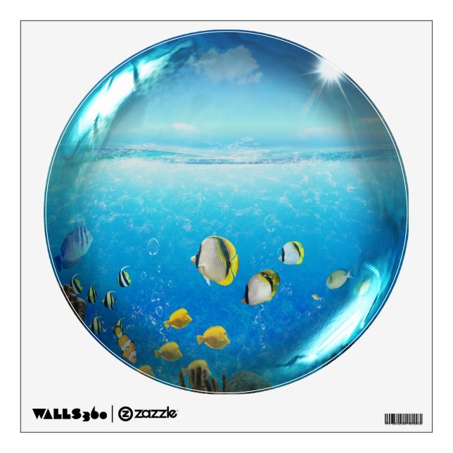 Tropical Fish in Ocean Glass Sphere Wall Decal (Front)