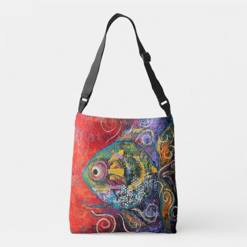 Tropical Fish in purples and reds Crossbody Bag